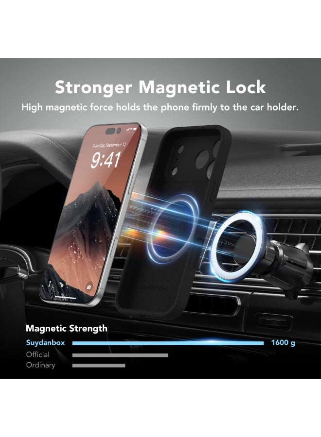 SUYDANBOX Magnetic for iPhone 17 Pro Max Case, Compatible with MagSafe, [Full Camera Protection][Screen Protector] Silicone Shockproof Protective Phone Case for iPhone 17 Pro Max 6.9", Black - Image 3